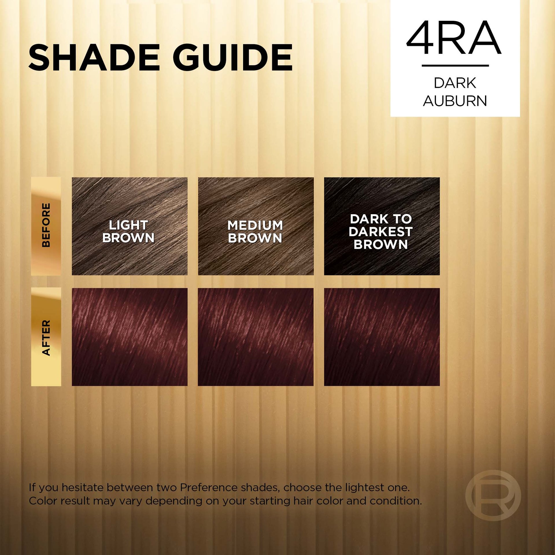 Hair before and after using Superior Preference 4RA Dark Auburn